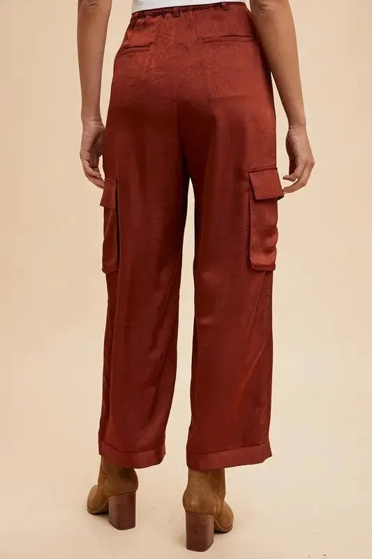Trendsi Wide Leg Cargo Pants Burgundy