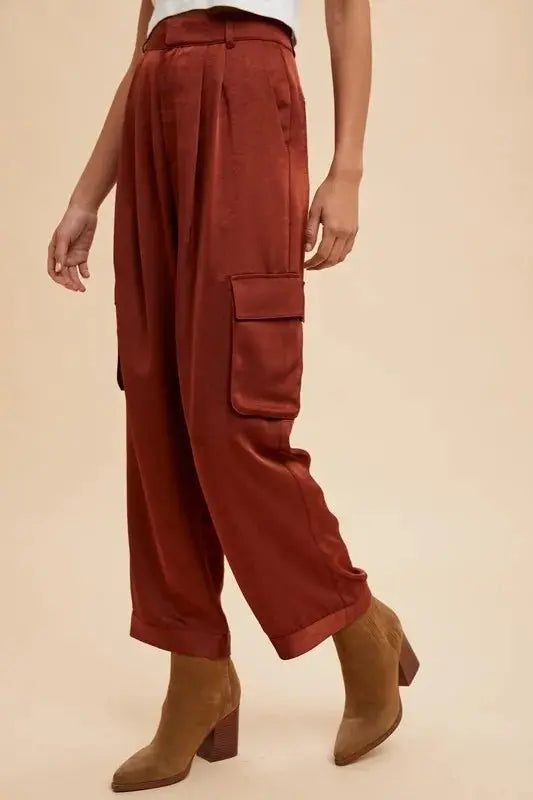 Trendsi Wide Leg Cargo Pants Burgundy
