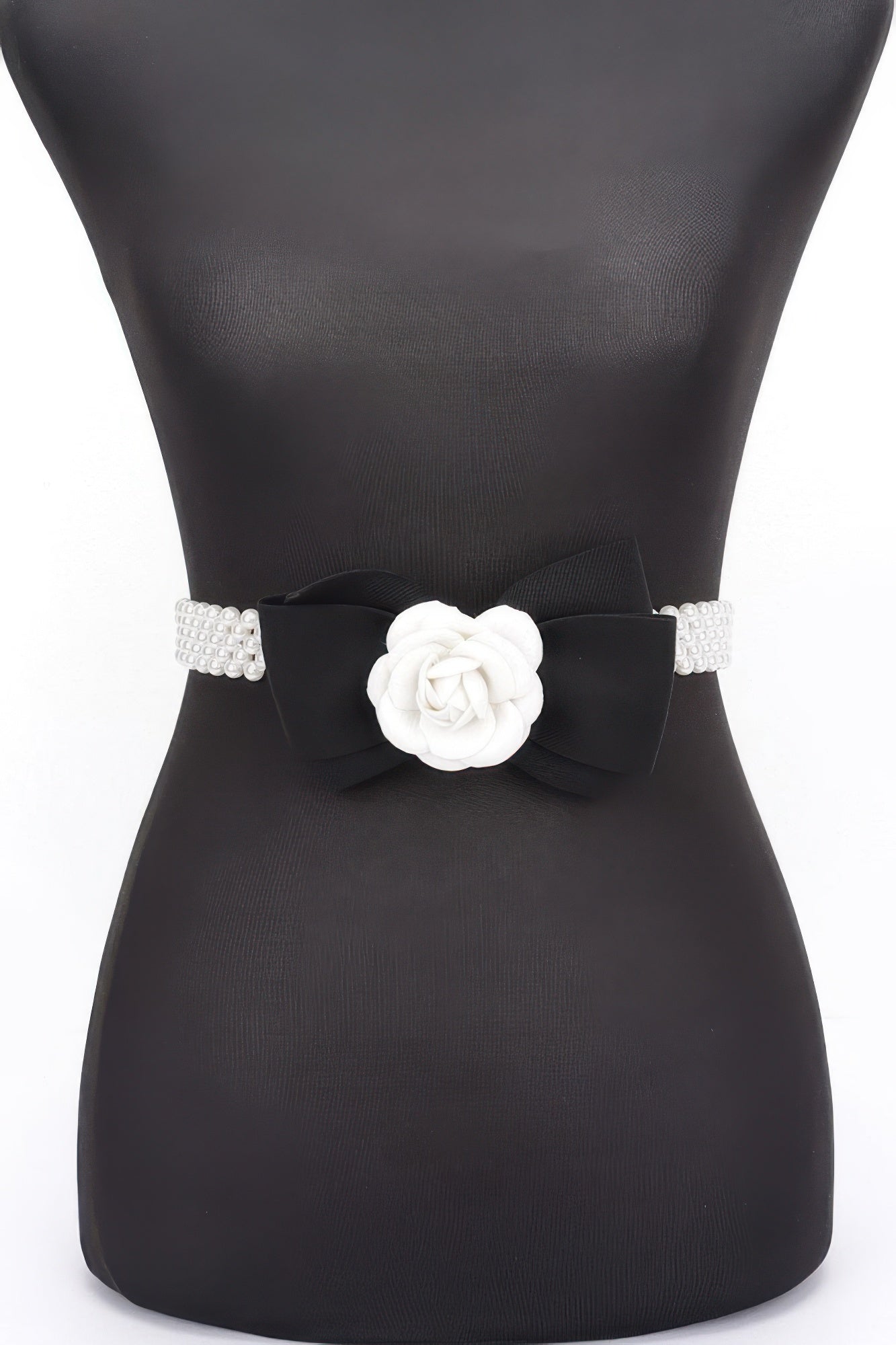Flower Ribbon Faux Pearl Stretch Belt