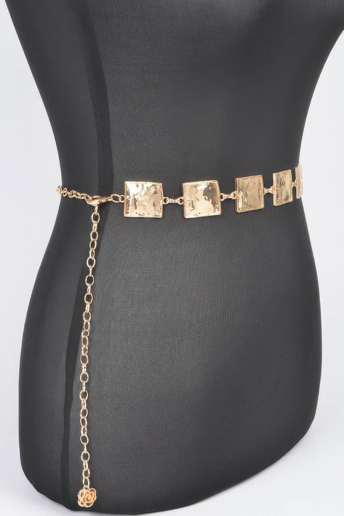 Hammered Square Metal Chain Belt