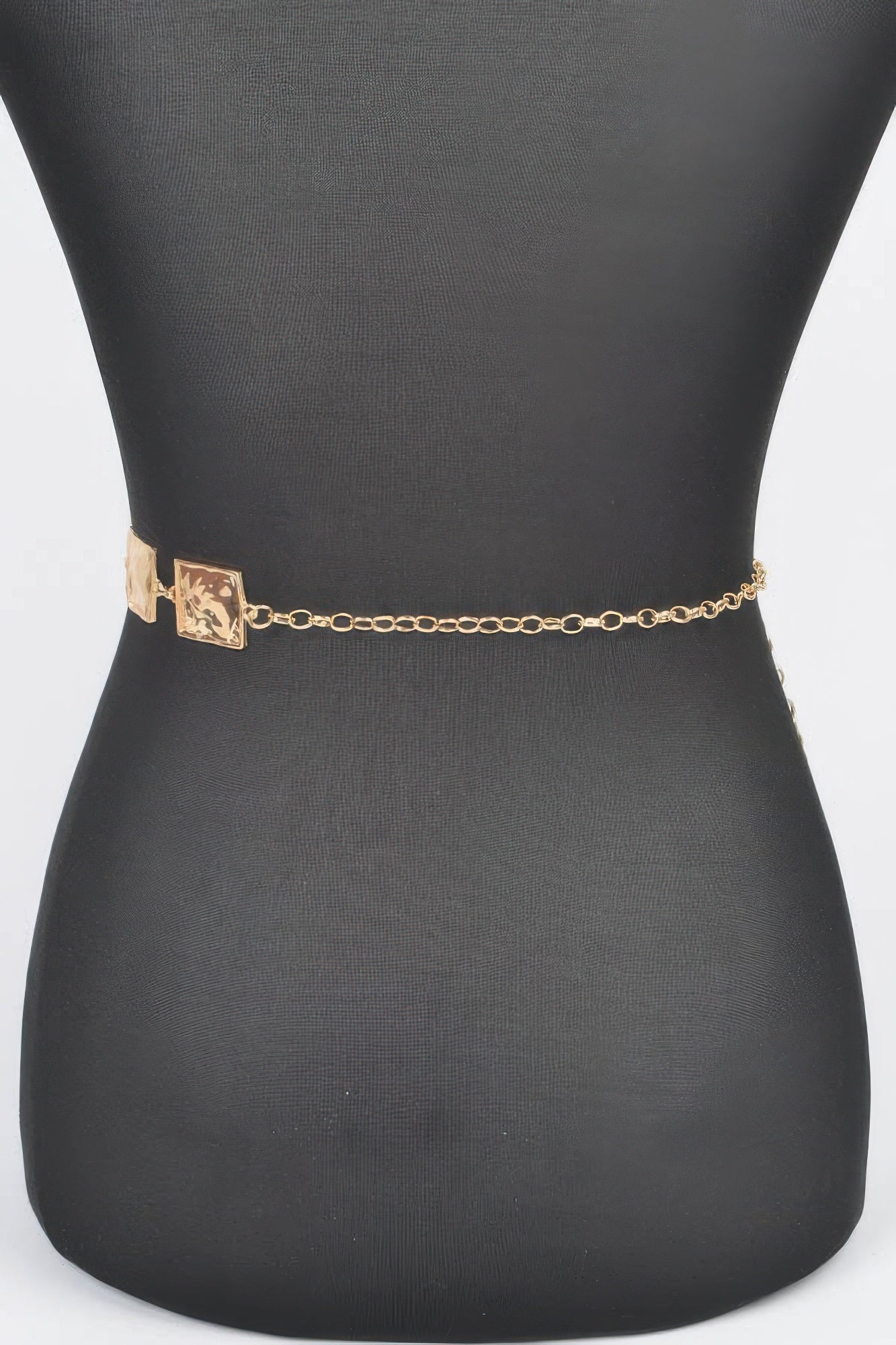 Hammered Square Metal Chain Belt