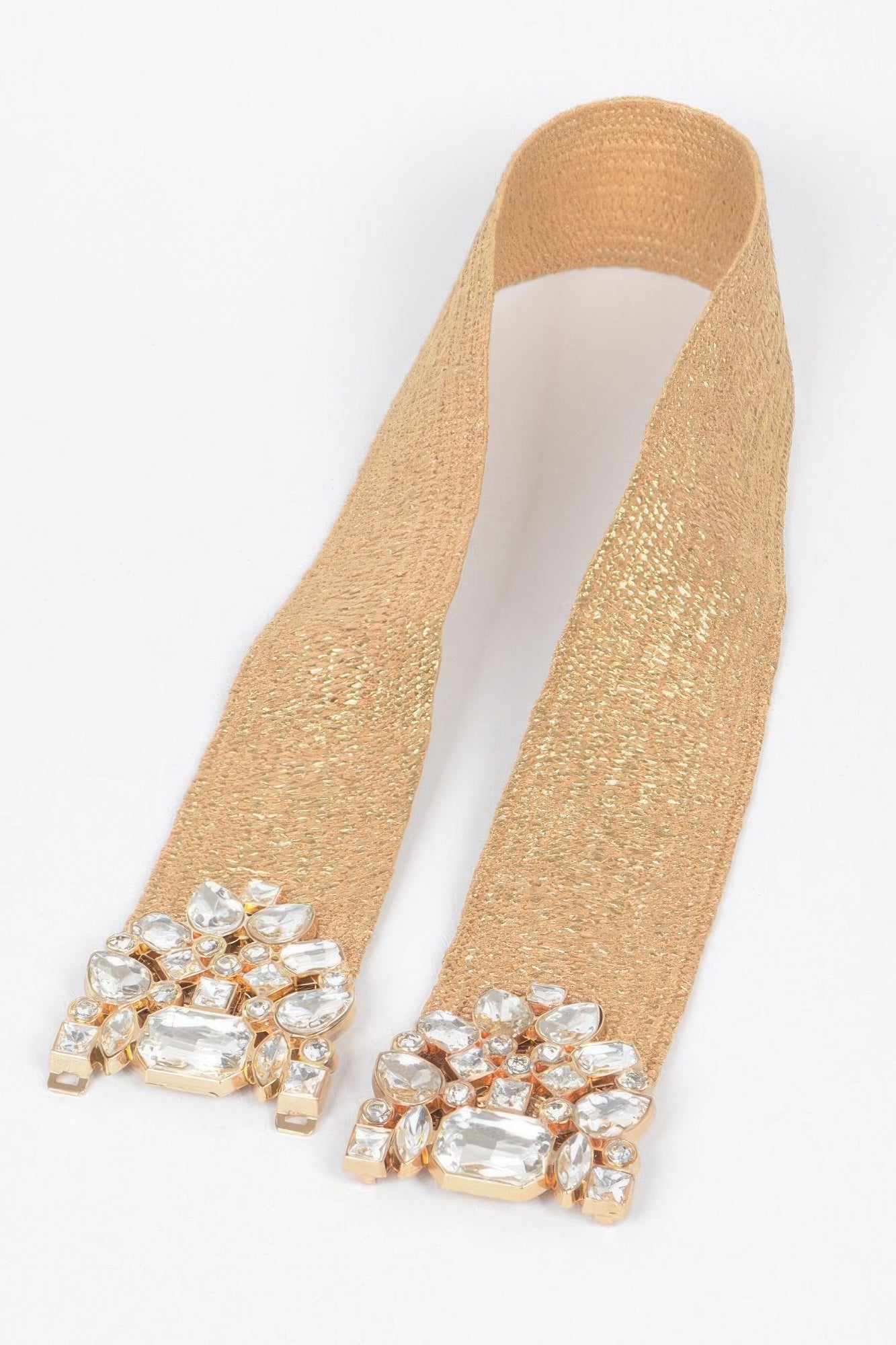Multi Stone Metallic Straw Stretch Belt