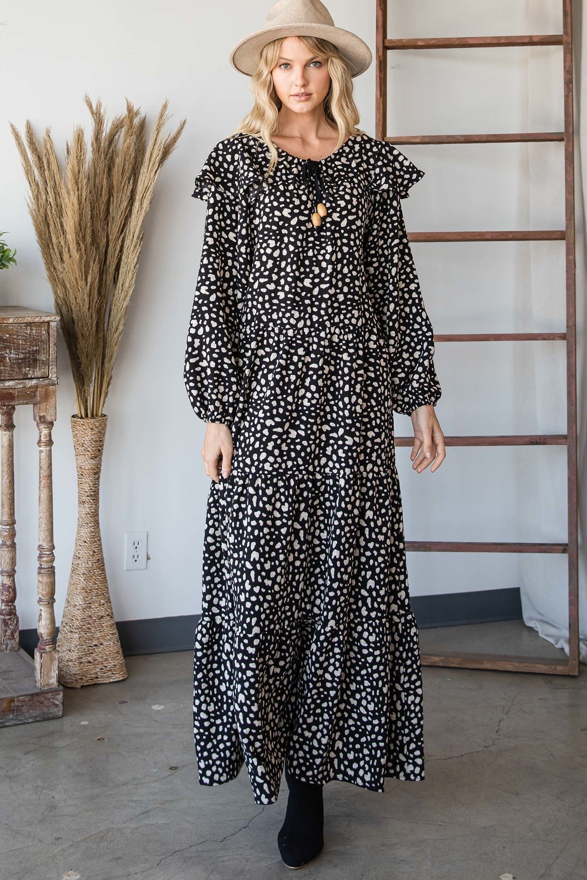 Black/White Bohemian Maxi Dress