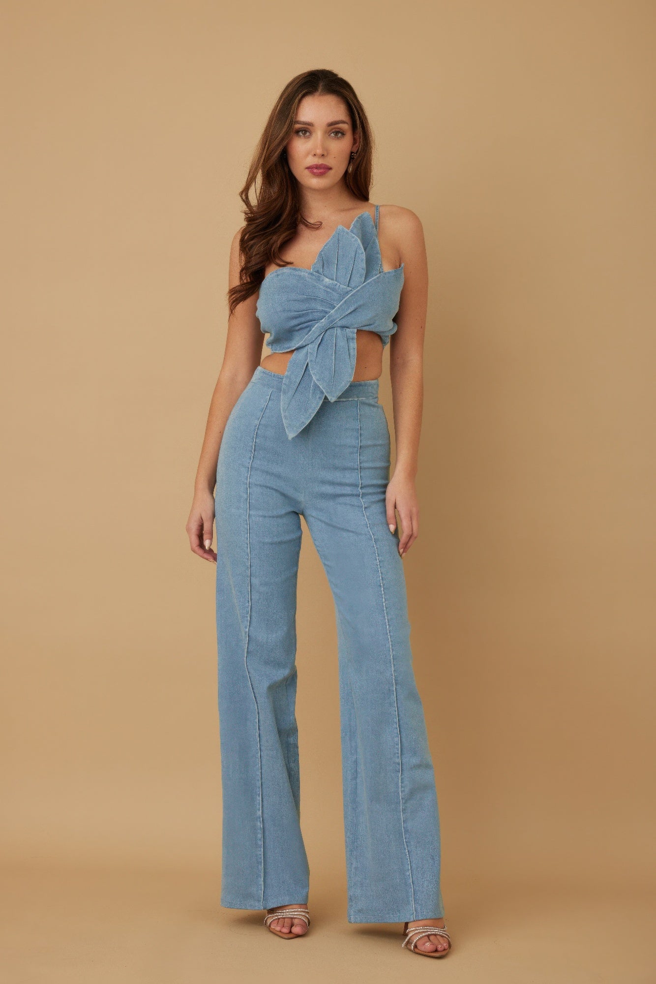 Single Strap Wrap Flower Pant Set