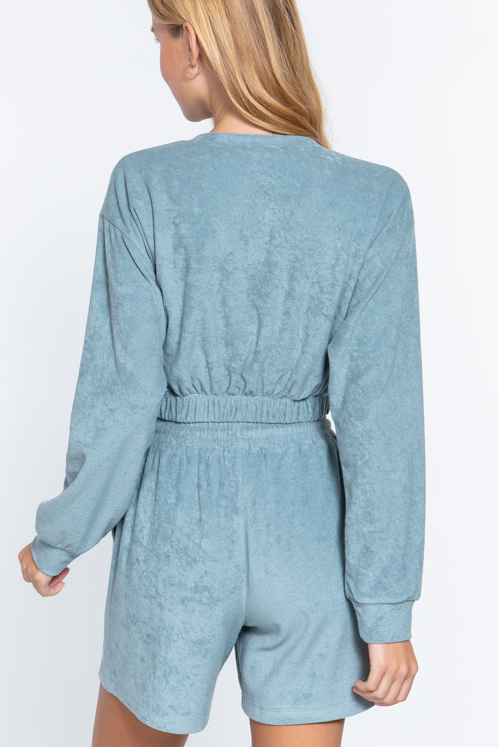 Elasticized Hem Terry Toweling Top