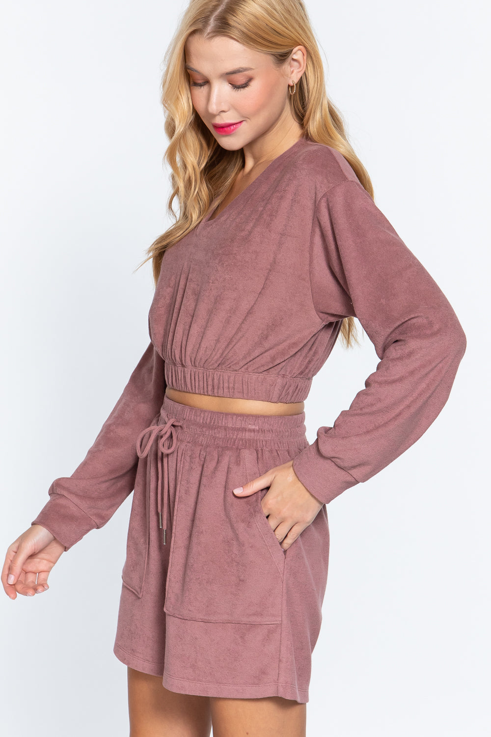 Elasticized Hem Terry Toweling Top