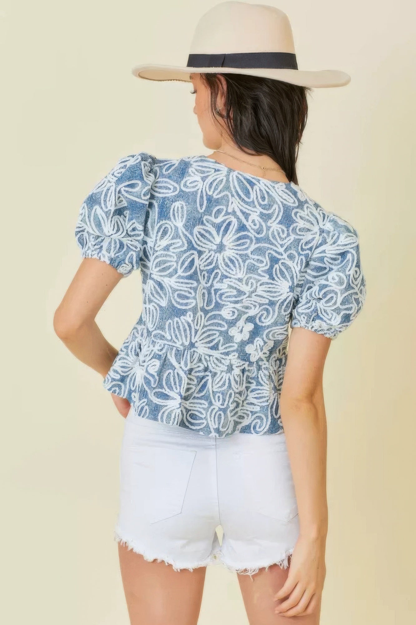 Embroidered Crop Top With Front Tie Detail