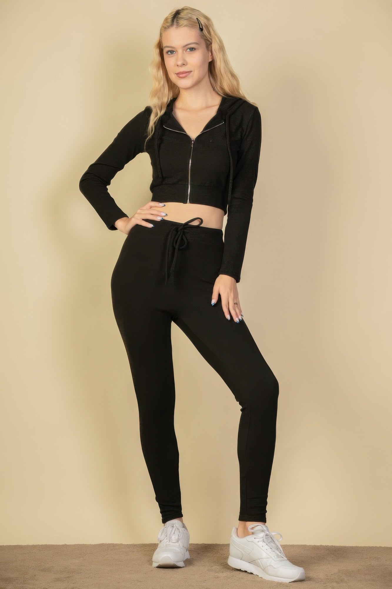 Juniors Ribbed Zip Up Cropped Hoodie