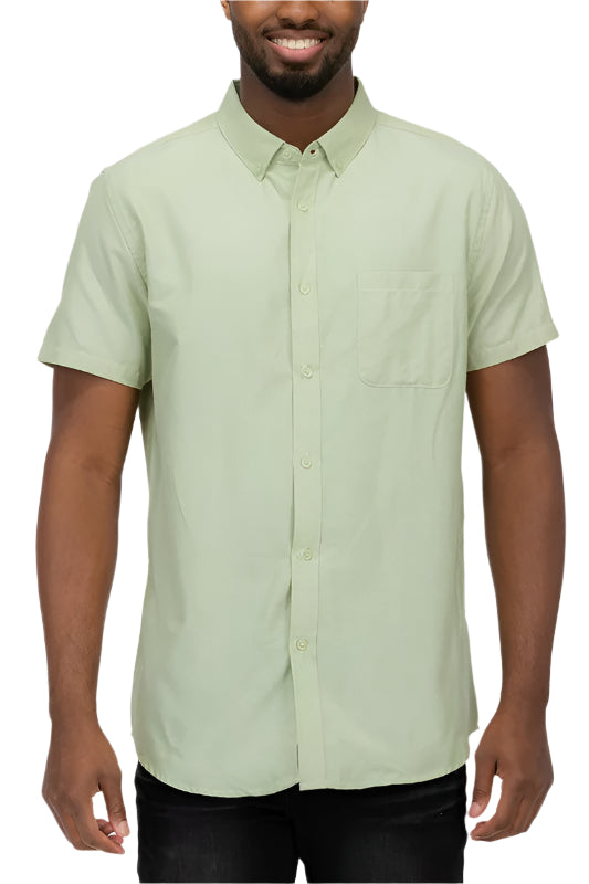 Men's Size Large Green Short Sleeve Button Down Shirt