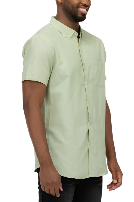 Men's Size Large Green Short Sleeve Button Down Shirt