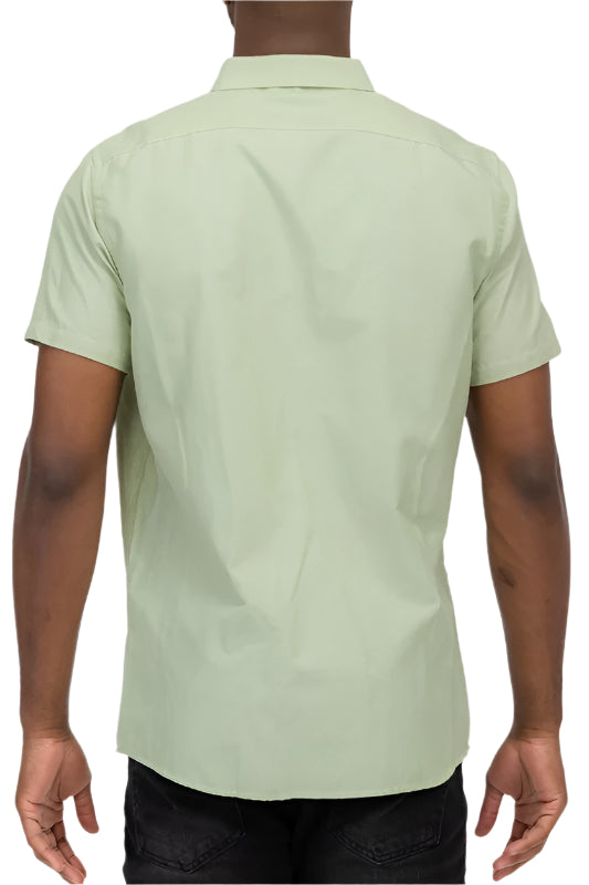Men's Size Large Green Short Sleeve Button Down Shirt