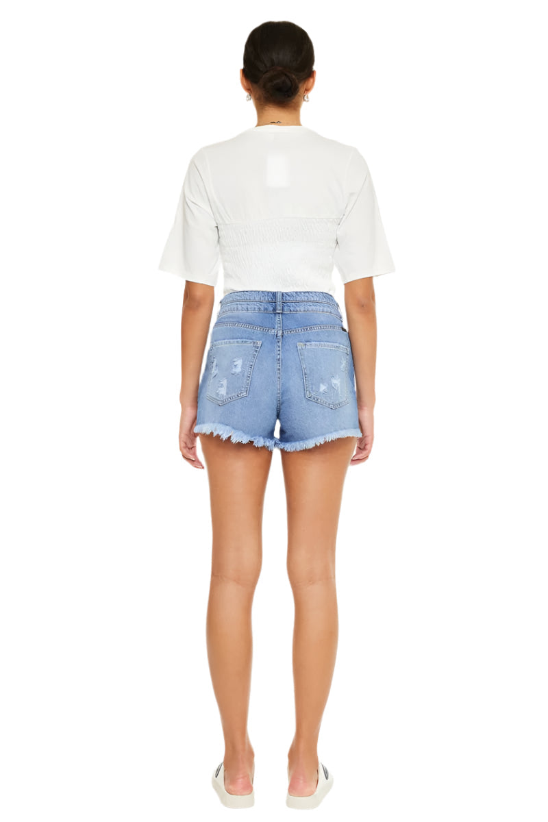 KanCan High Rise Double Button Blue Denim Jean Shorts KC8560NM