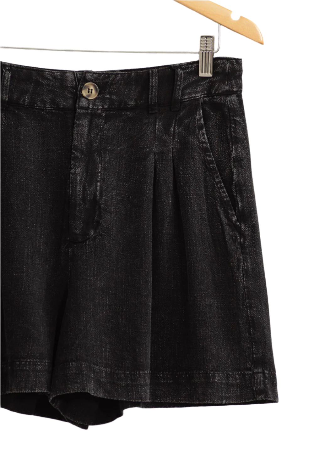 Size Medium Black High Waist Pleated Linen Shorts