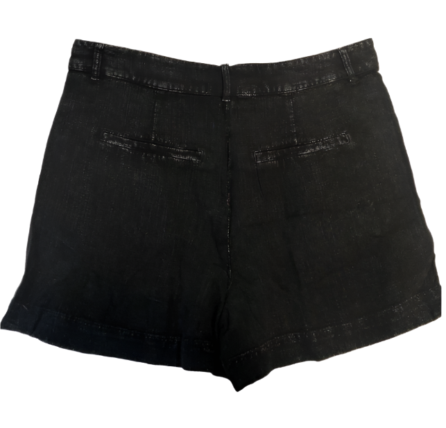 Size Medium Black High Waist Pleated Linen Shorts