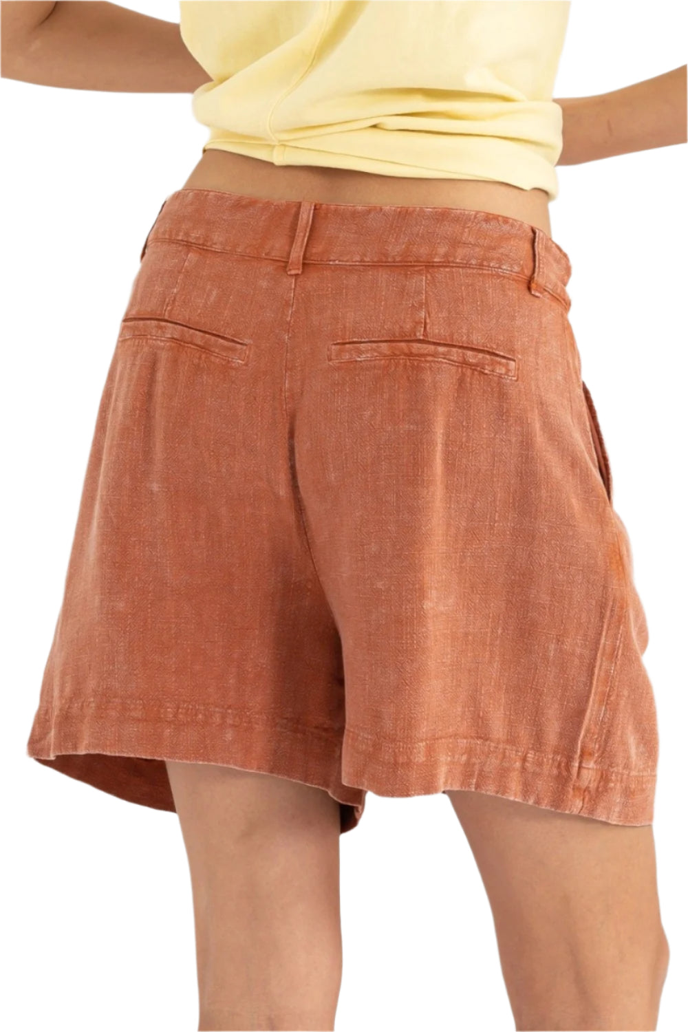 Size Medium High Waist Pleated Linen Shorts