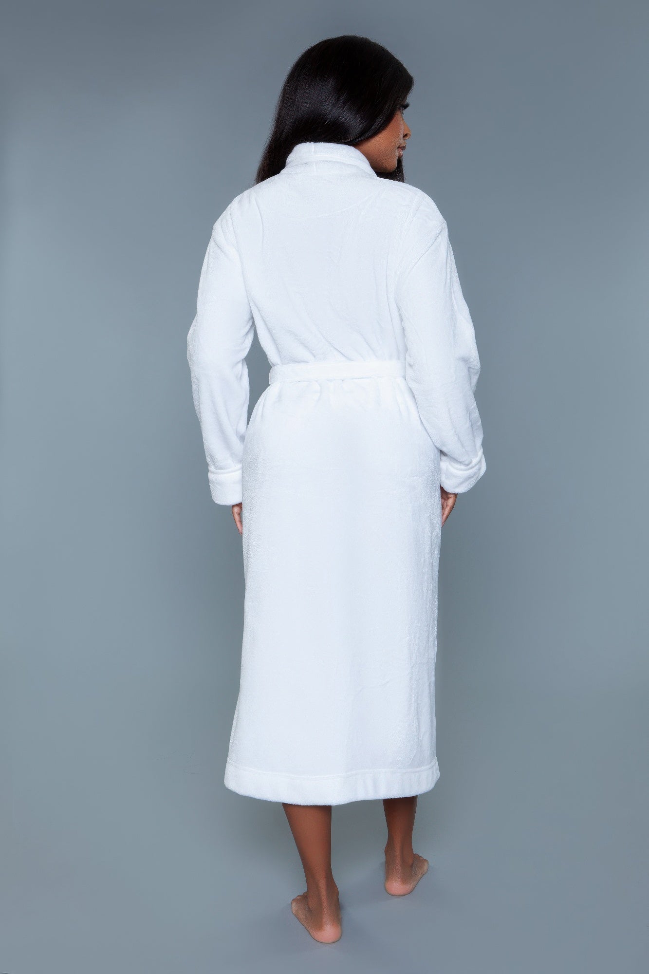 Helena Plush Robe Solid White / Solid Black