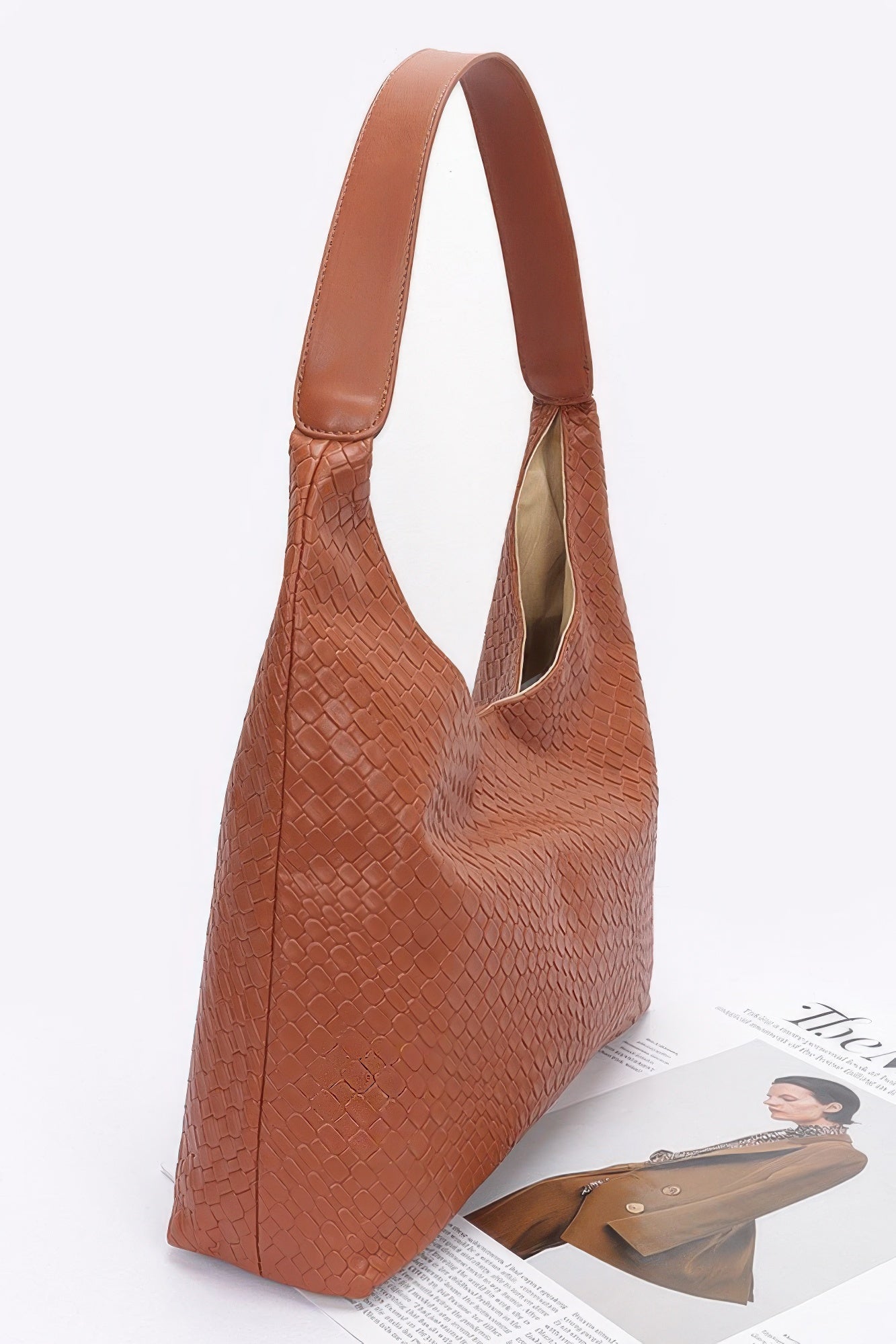 Embossed Faux Leather Shoulder Bag
