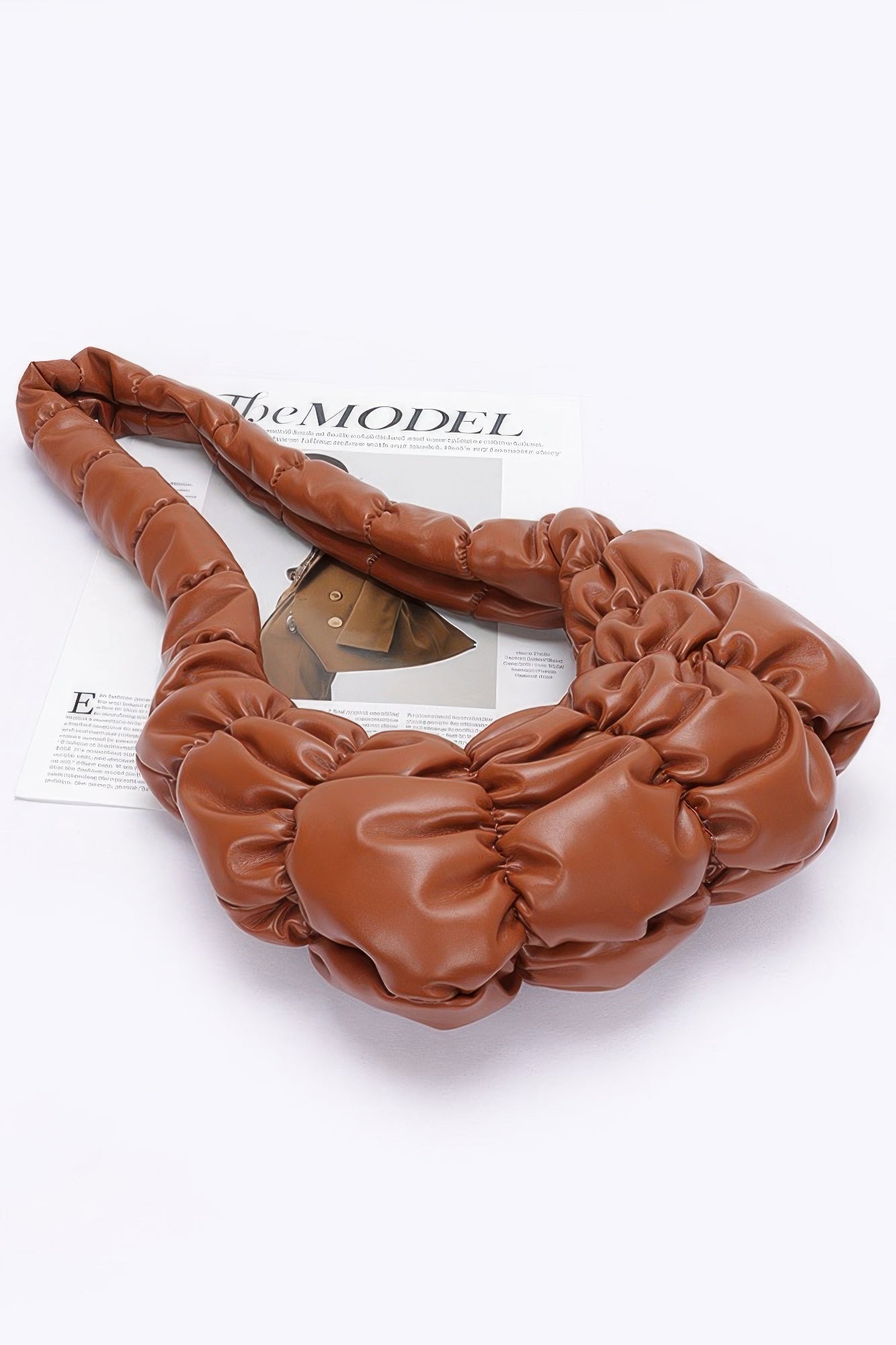 Pleated Faux Leather Crossbody Bag
