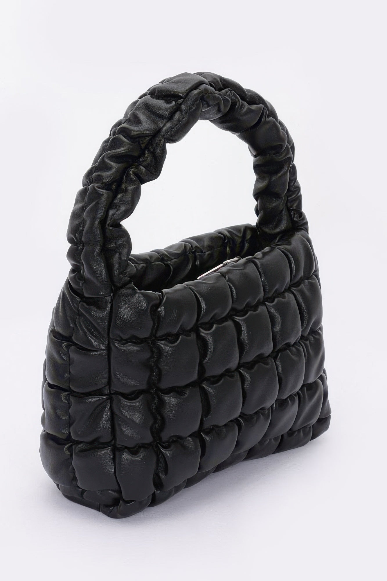 Quilted Faux Leather Padded Handle Bag