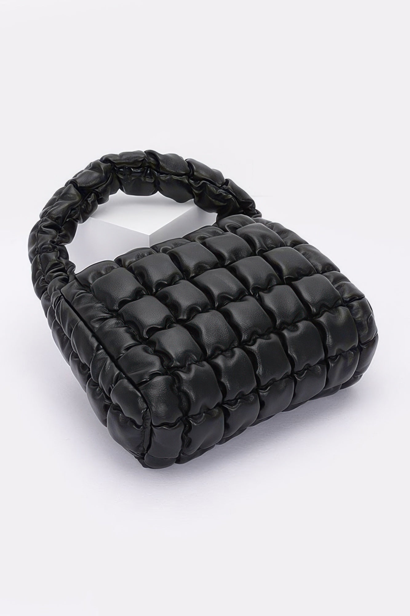 Quilted Faux Leather Padded Handle Bag