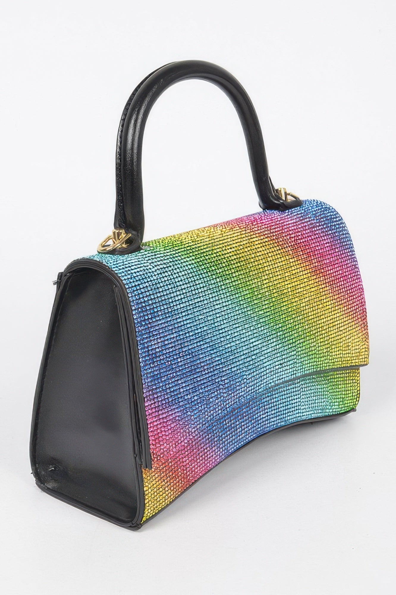 Rhinestone Top Handle Flap Bag