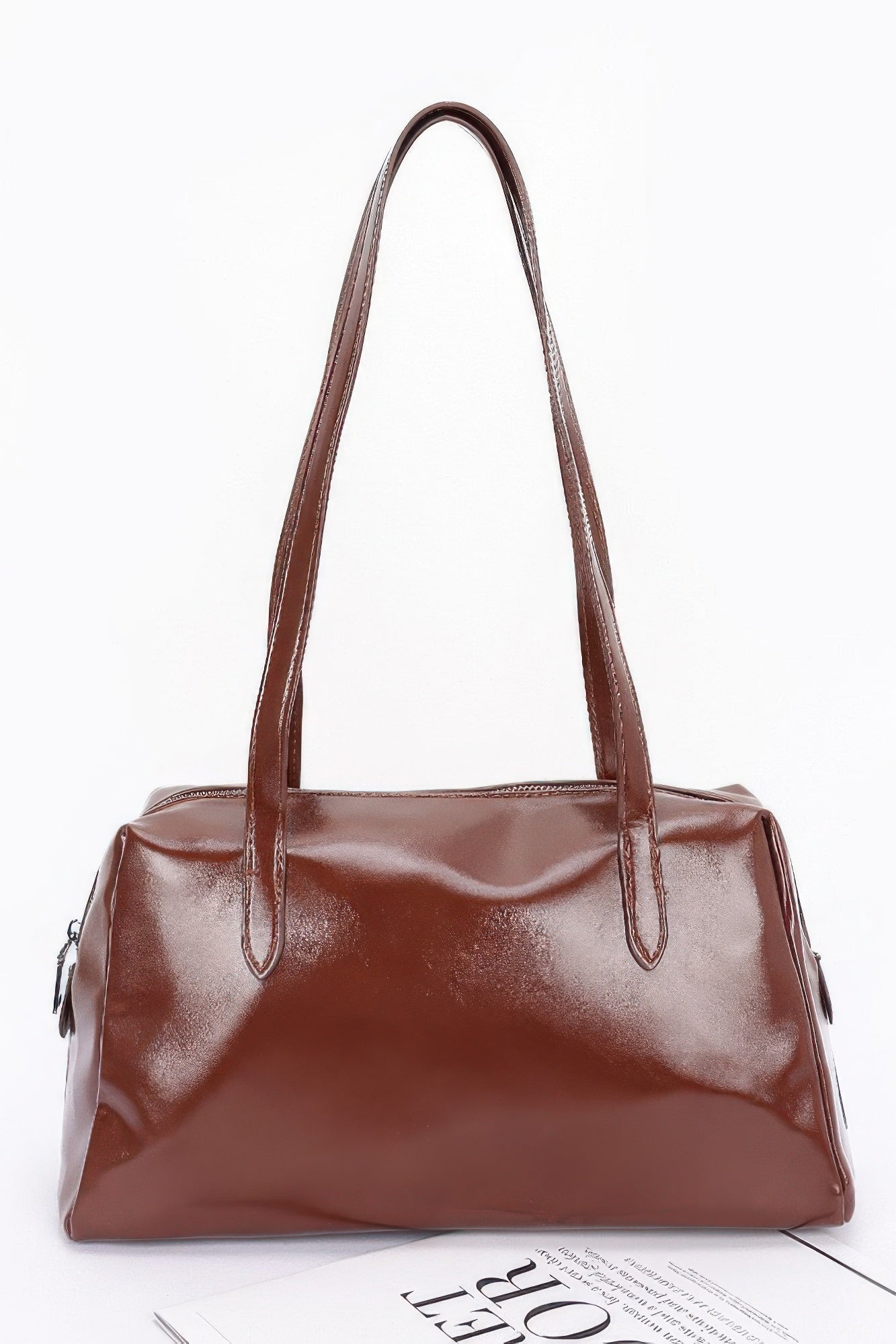 Shiny Faux Leather Sport Handbag