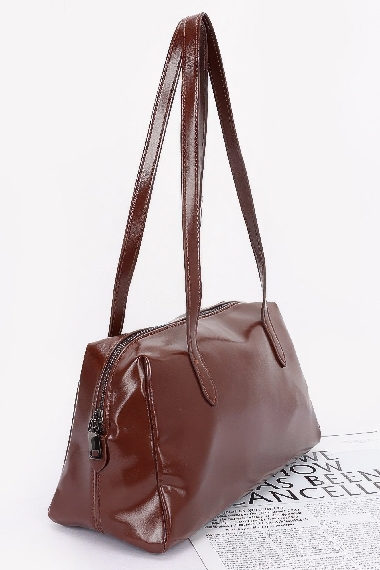 Shiny Faux Leather Sport Handbag