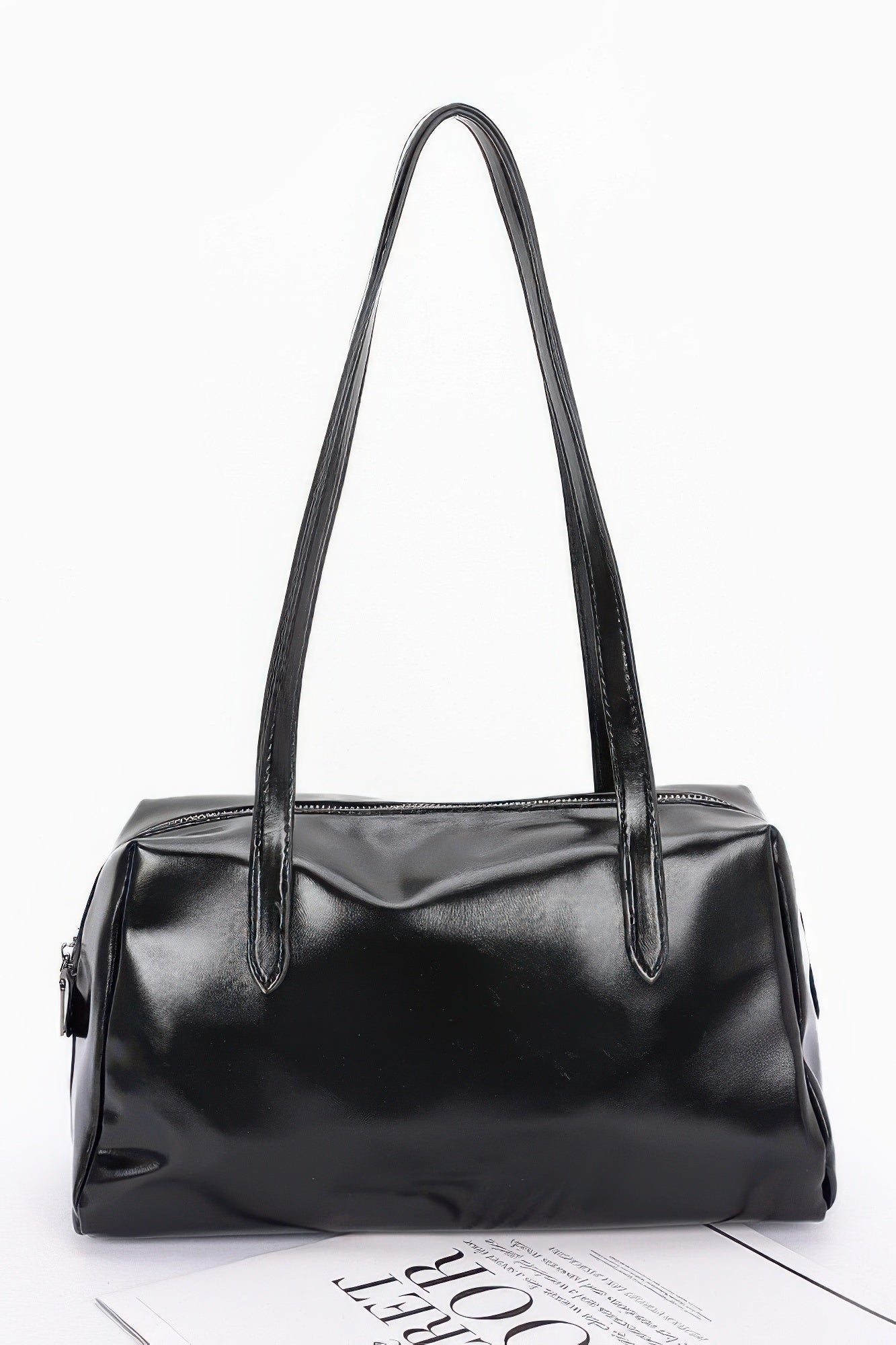 Shiny Faux Leather Sport Handbag
