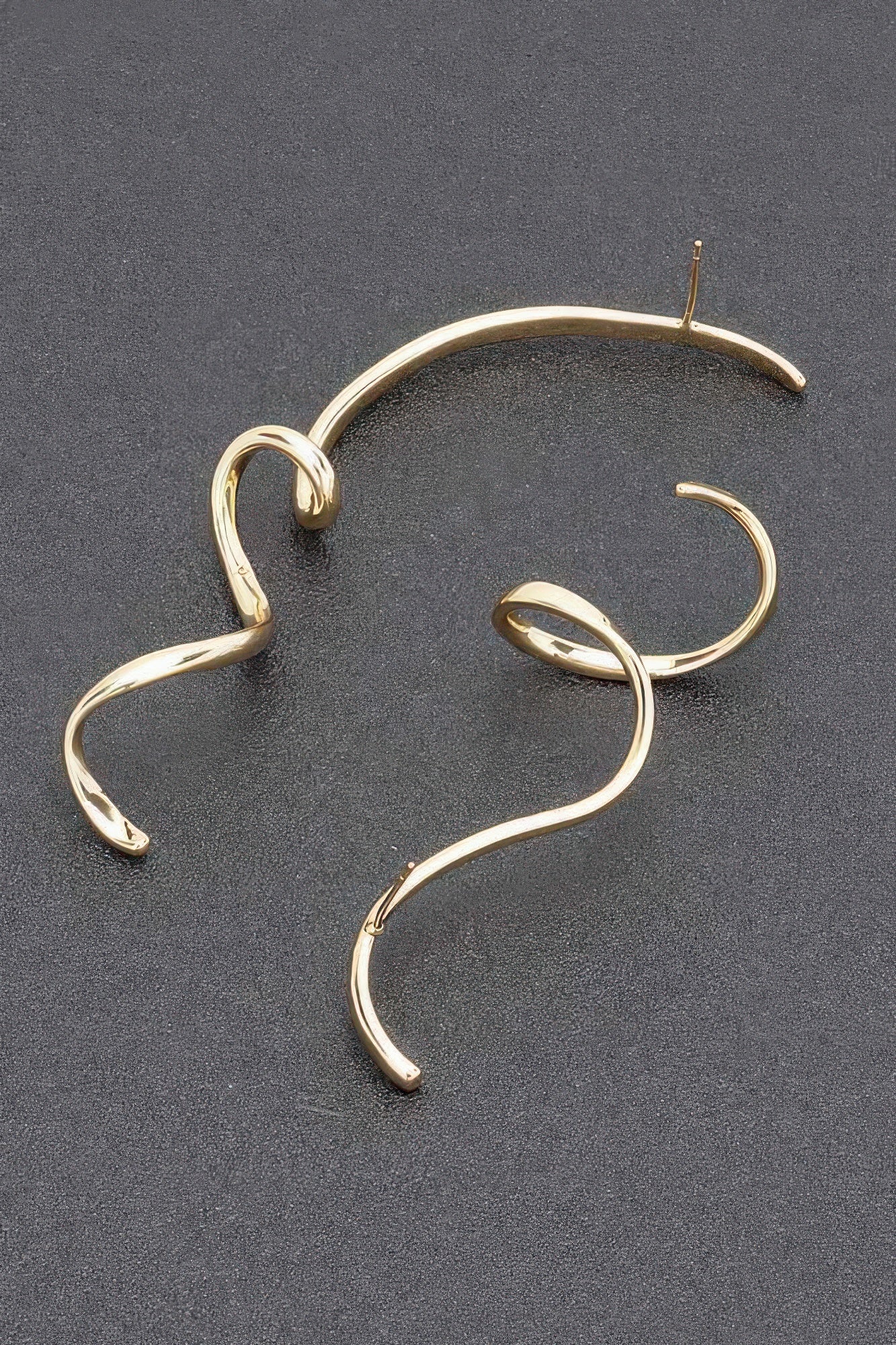 Gold Plated Metal Twist Dangle Earrings