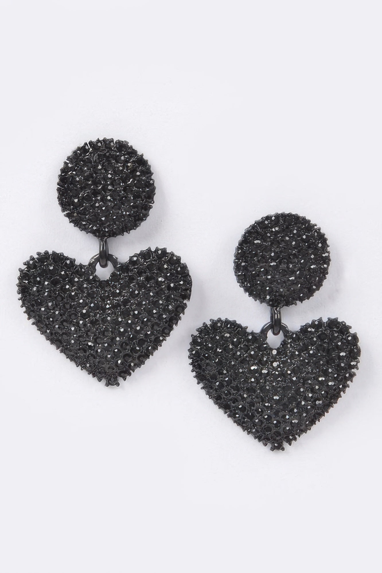 Heart Rhinestone 2" Long Drop Dangle Earrings