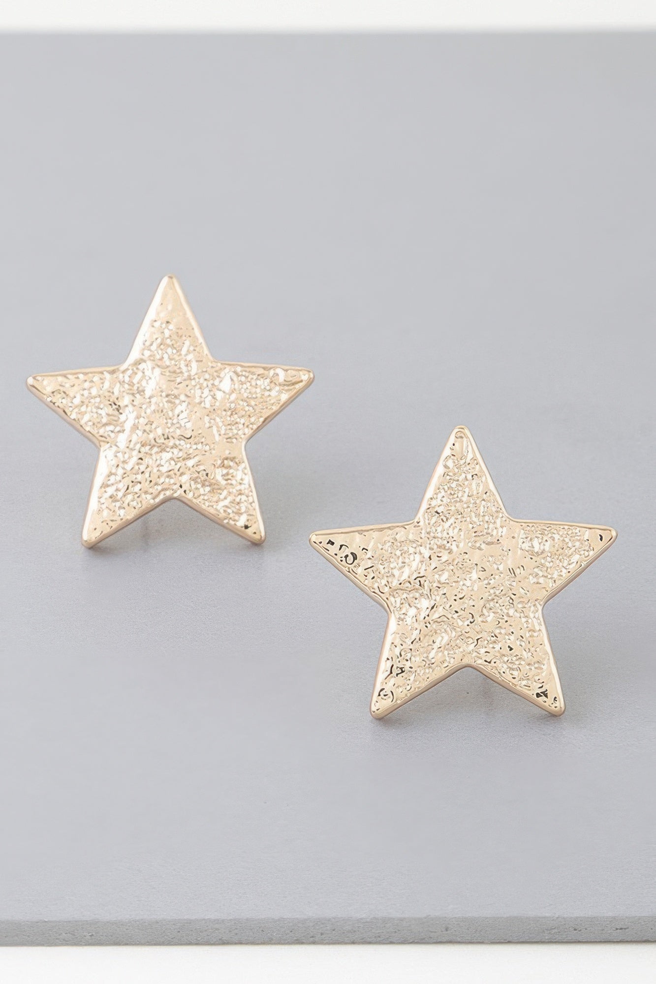 I'm A Star Hammered Gold Color Earrings