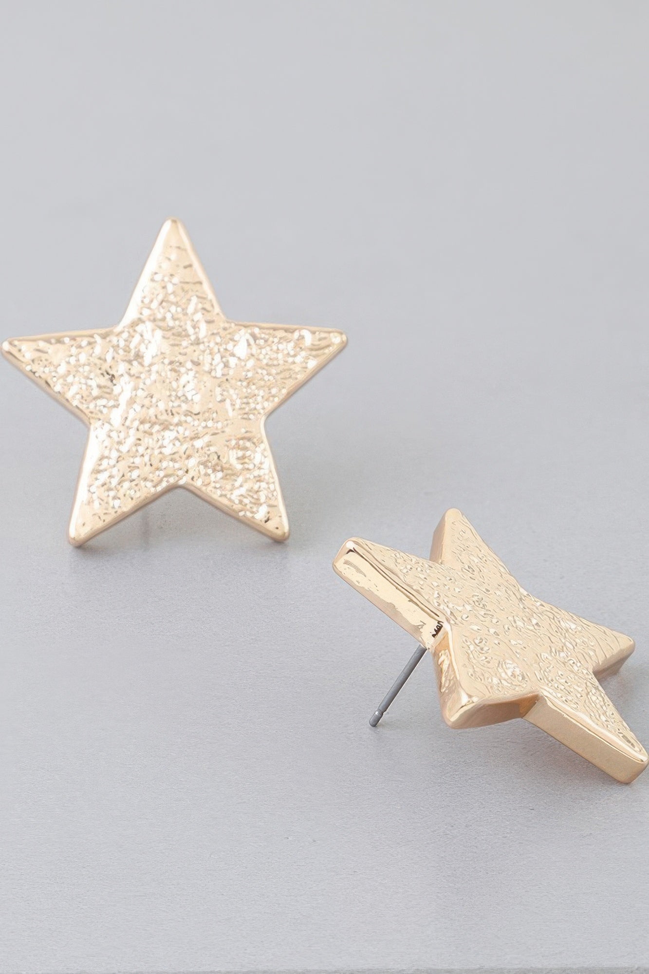I'm A Star Hammered Gold Color Earrings