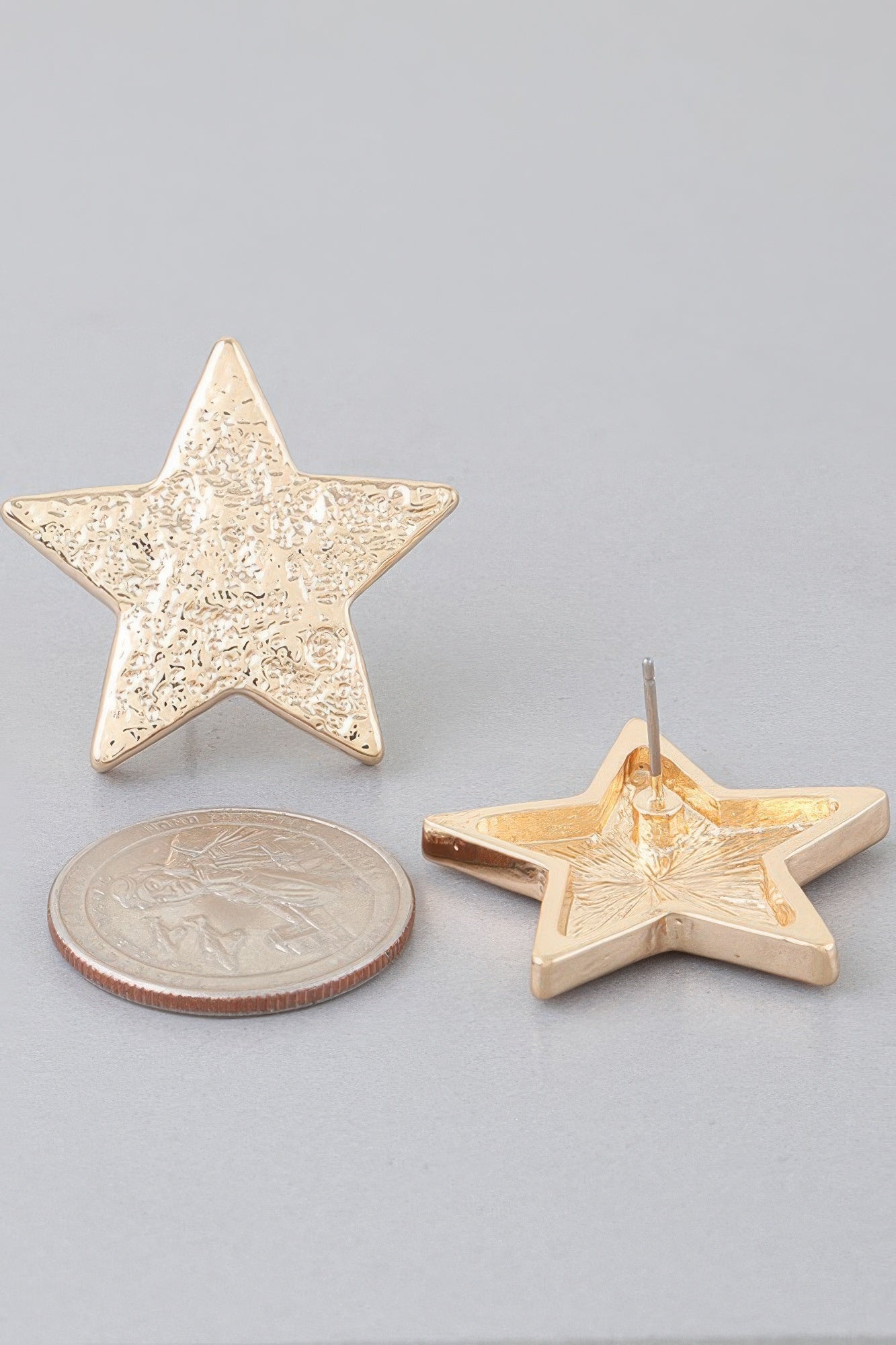 I'm A Star Hammered Gold Color Earrings
