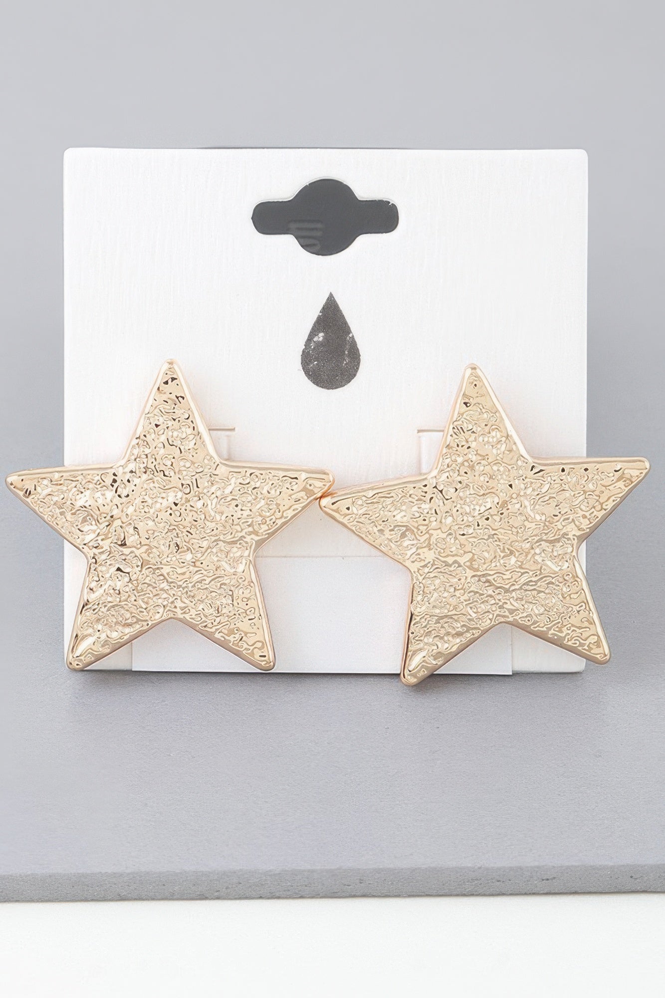I'm A Star Hammered Gold Color Earrings