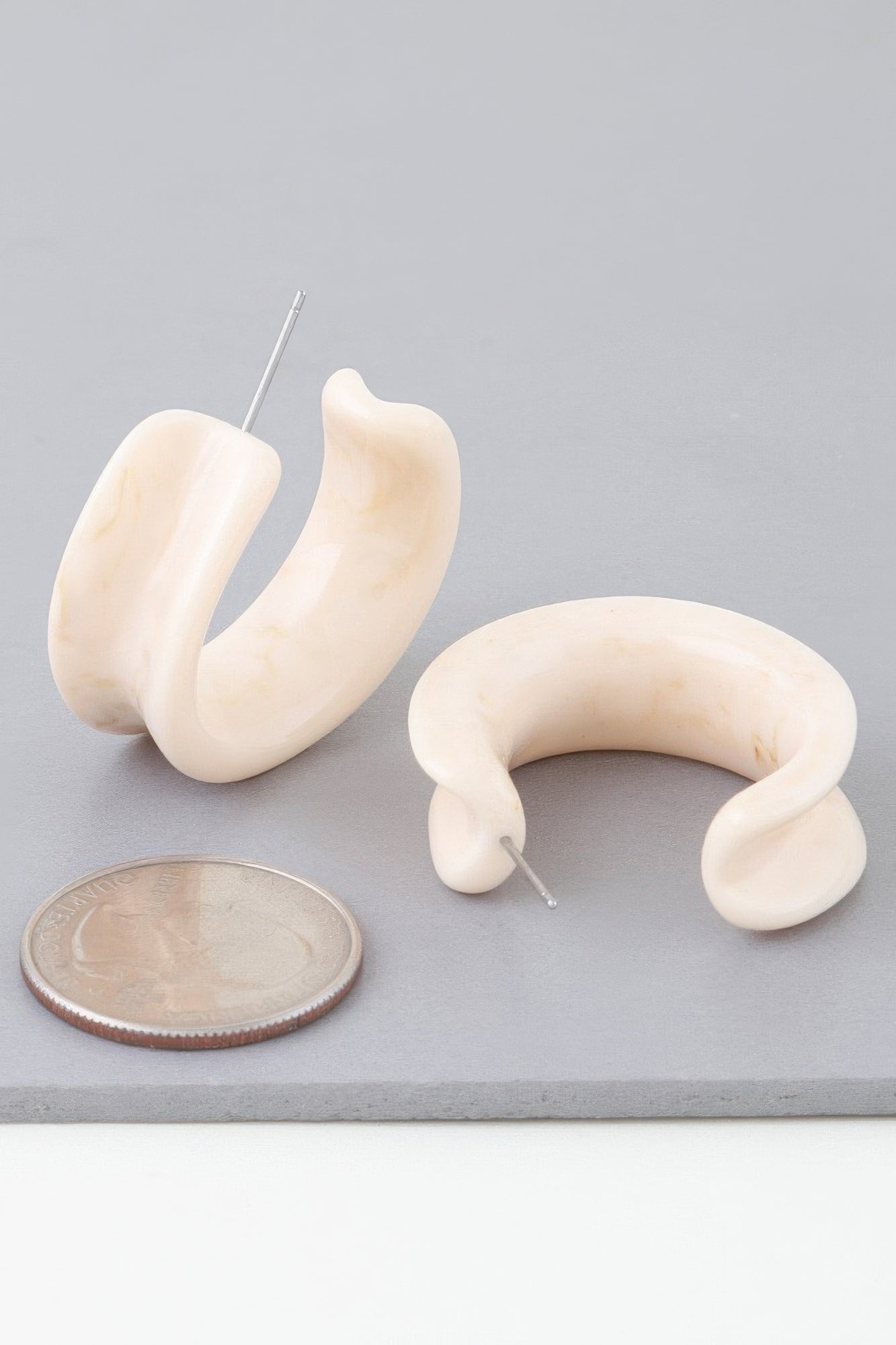 Multi Marble Stone Hoop Earrings