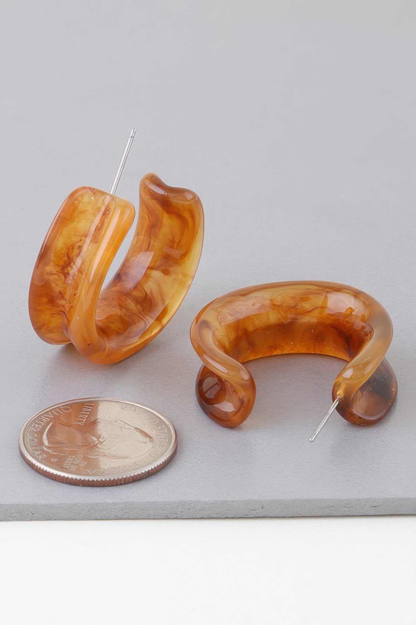 Multi Marble Stone Hoop Earrings