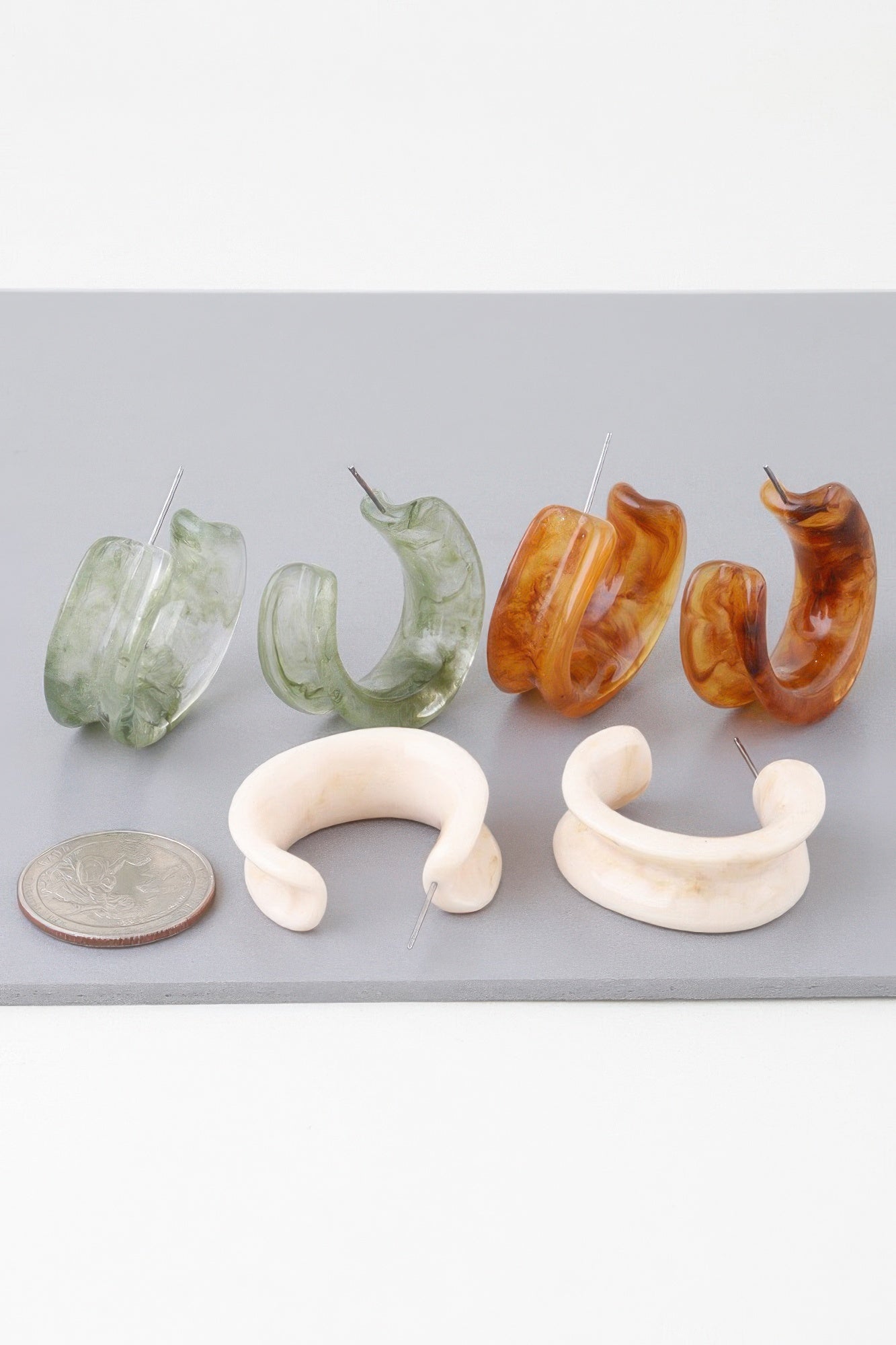 Multi Marble Stone Hoop Earrings
