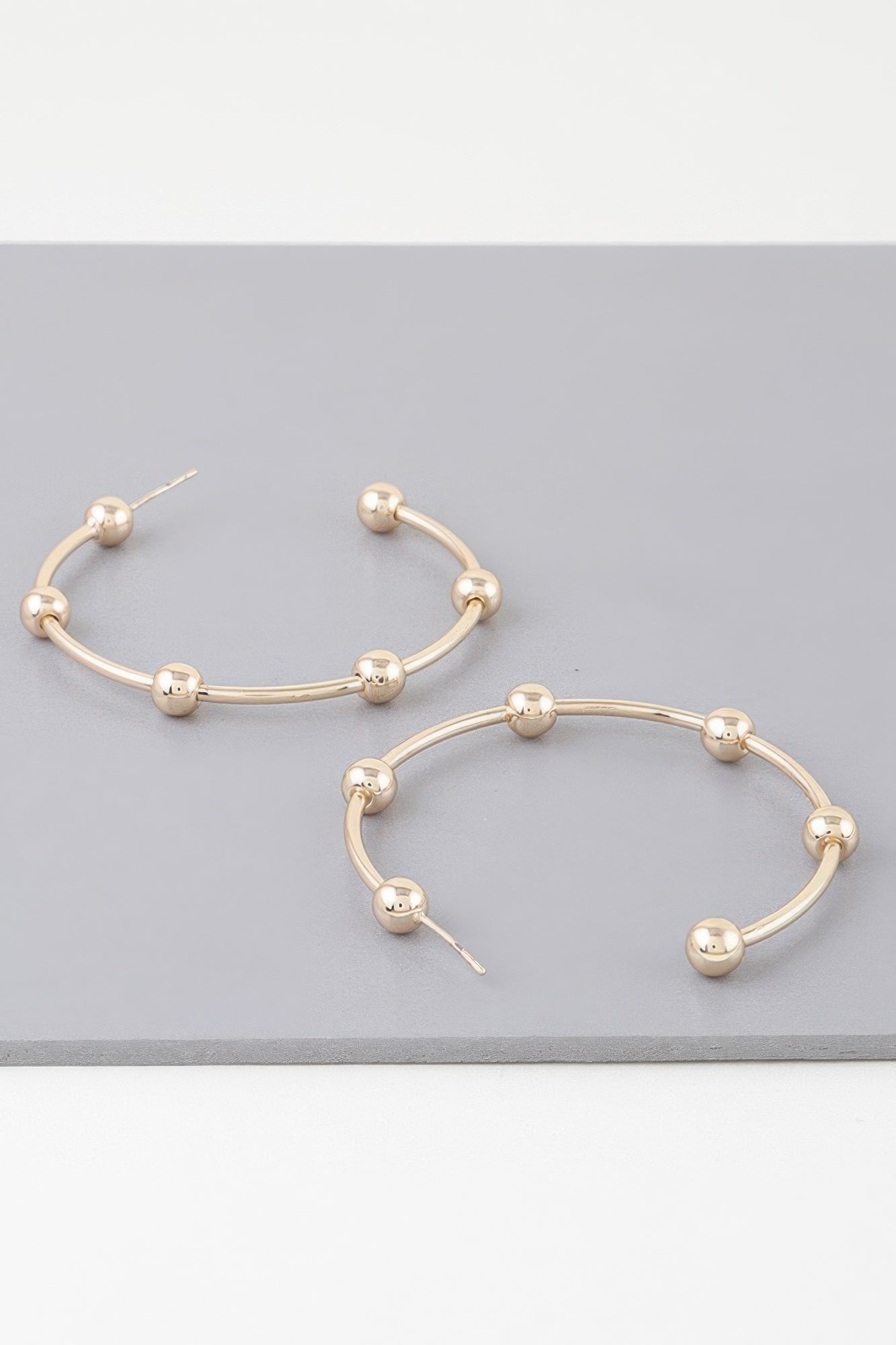 Multi Shiny Bead Hoop Earrings