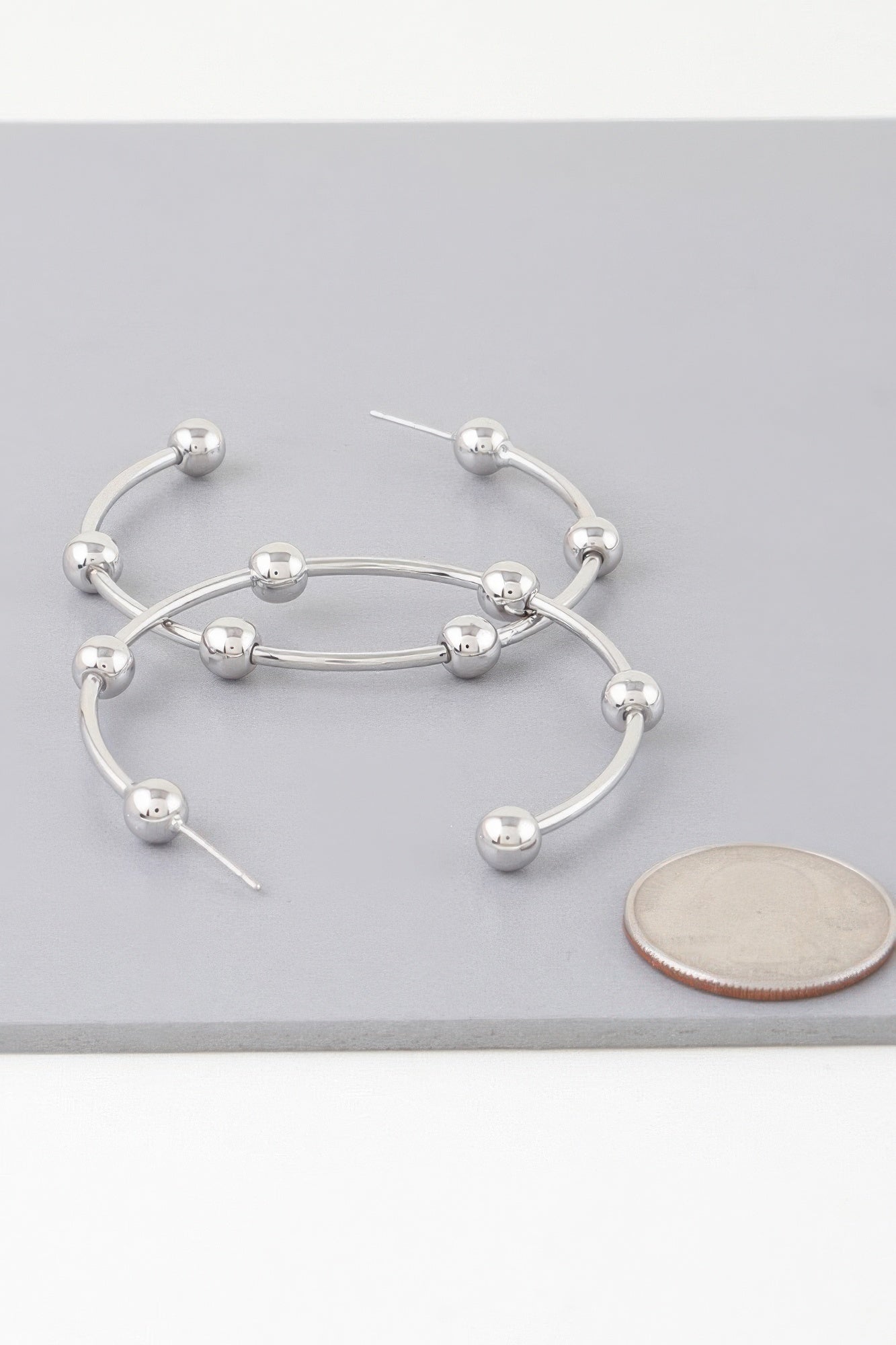 Multi Shiny Bead Hoop Earrings