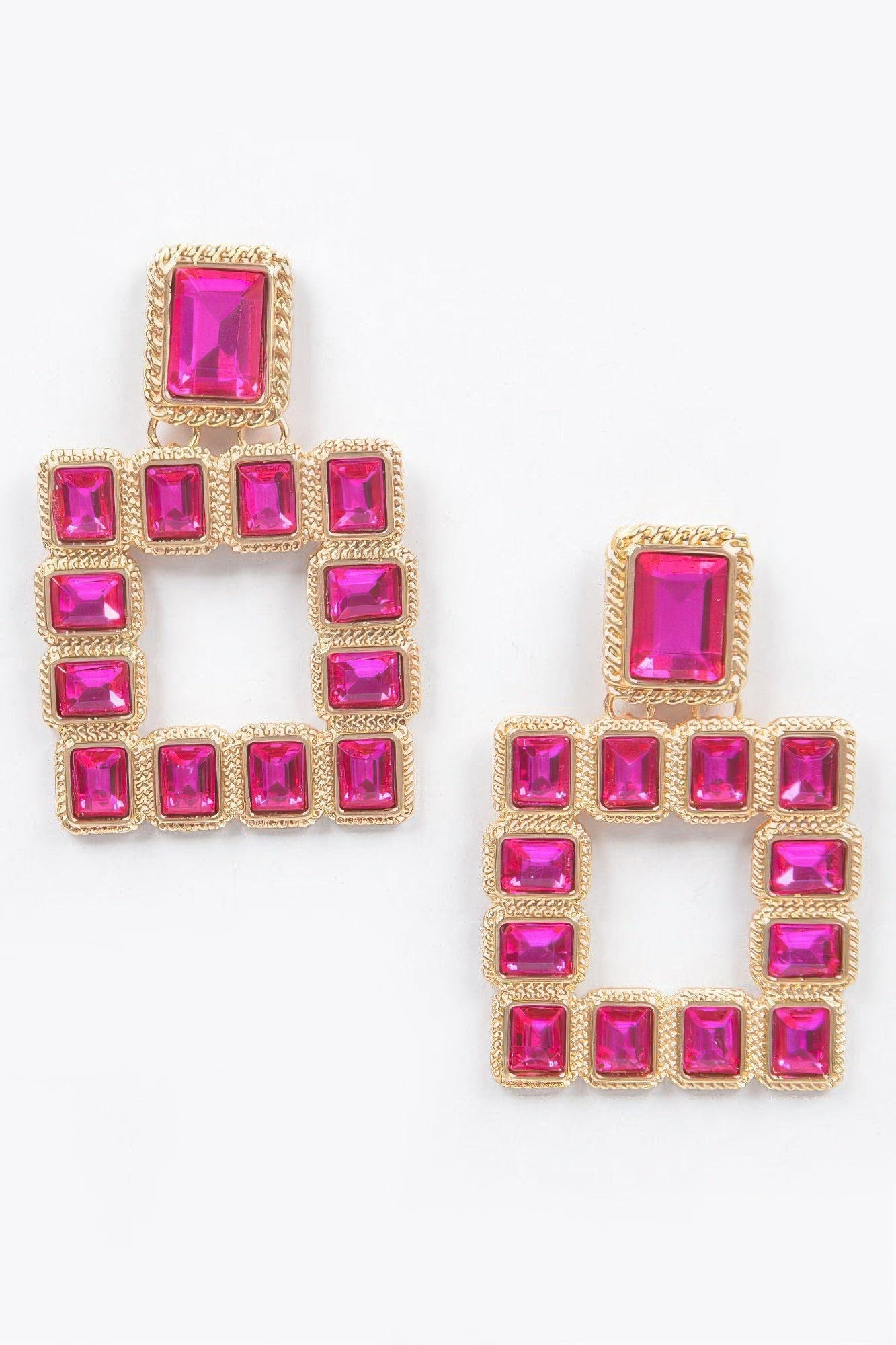 Multi Square Gemstone Earrings