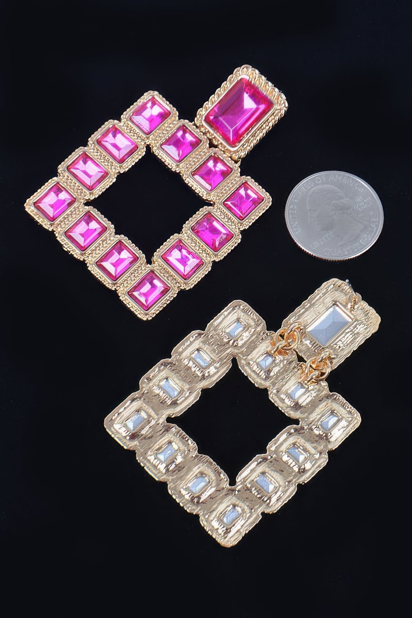 Multi Square Gemstone Earrings