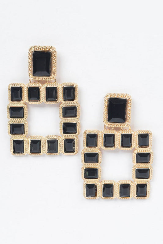 Multi Square Gemstone Earrings