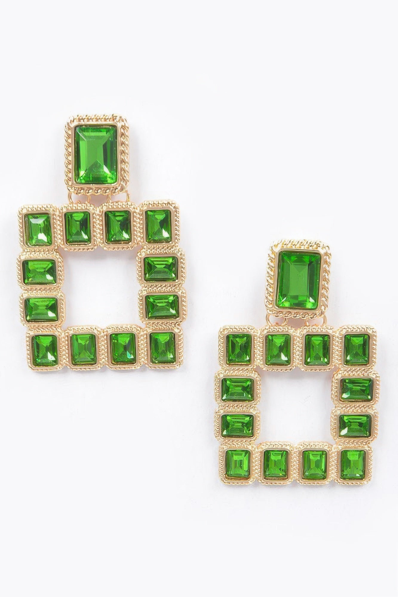 Multi Square Gemstone Earrings