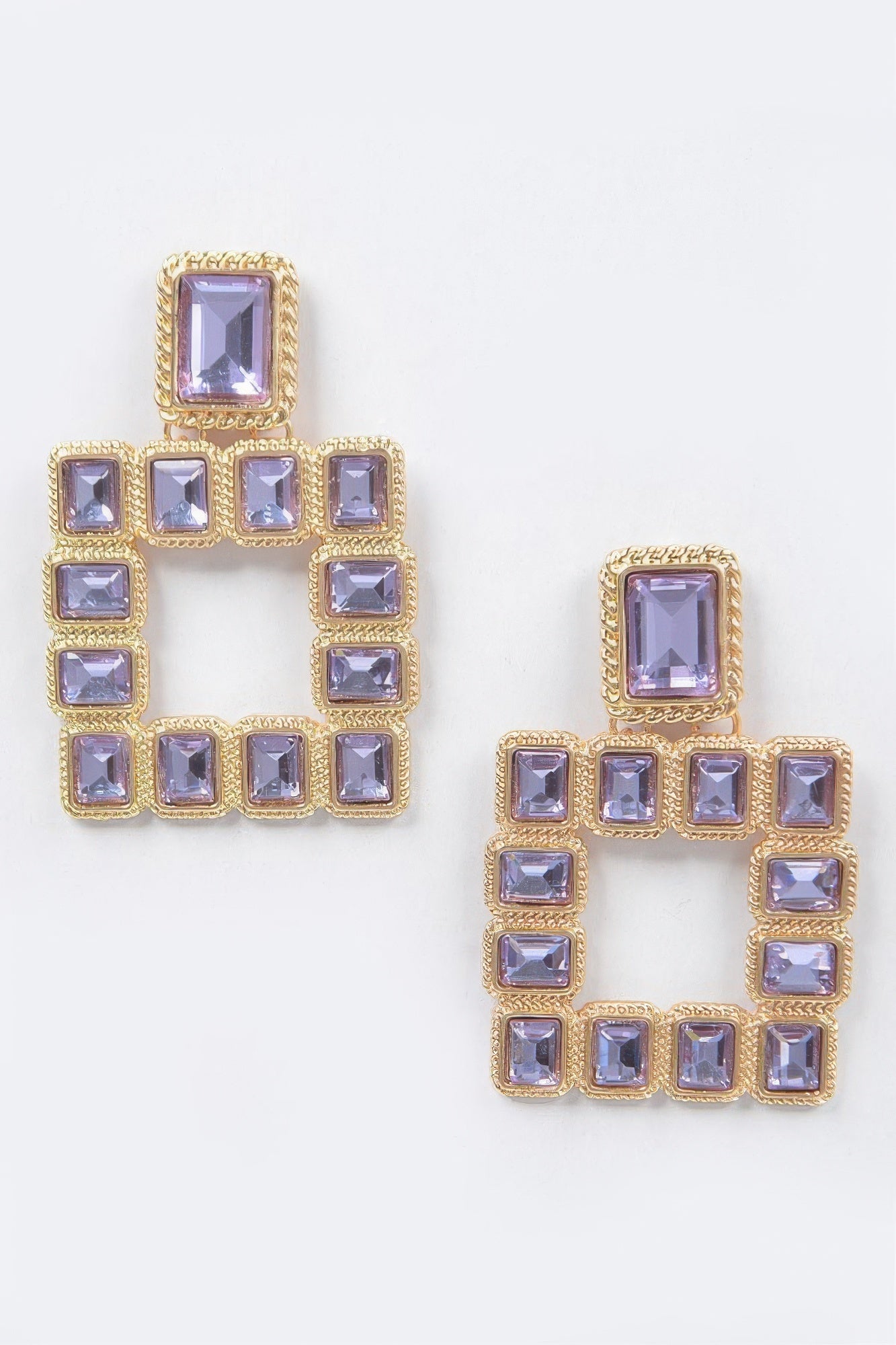 Multi Square Gemstone Earrings