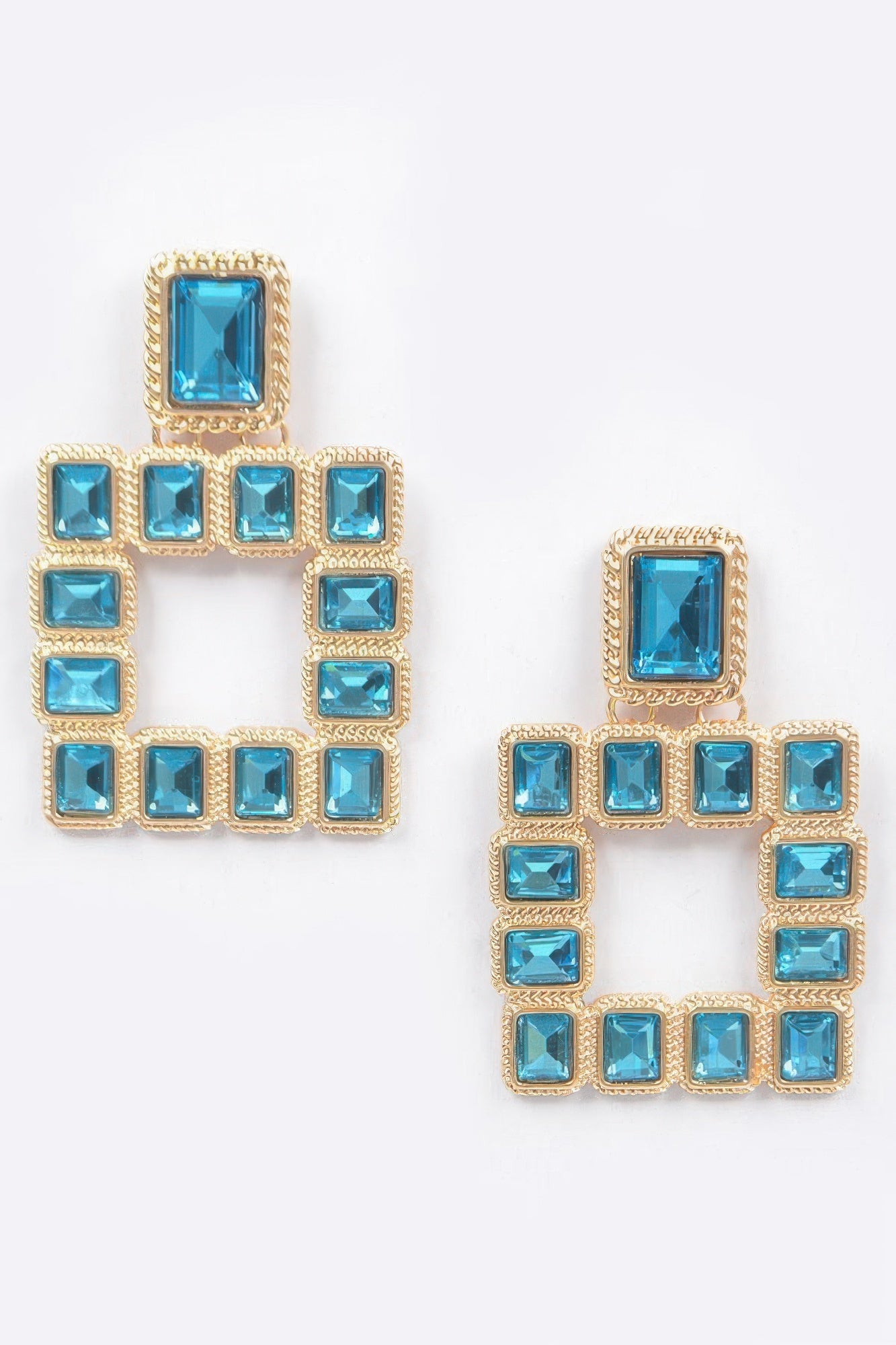Multi Square Gemstone Earrings