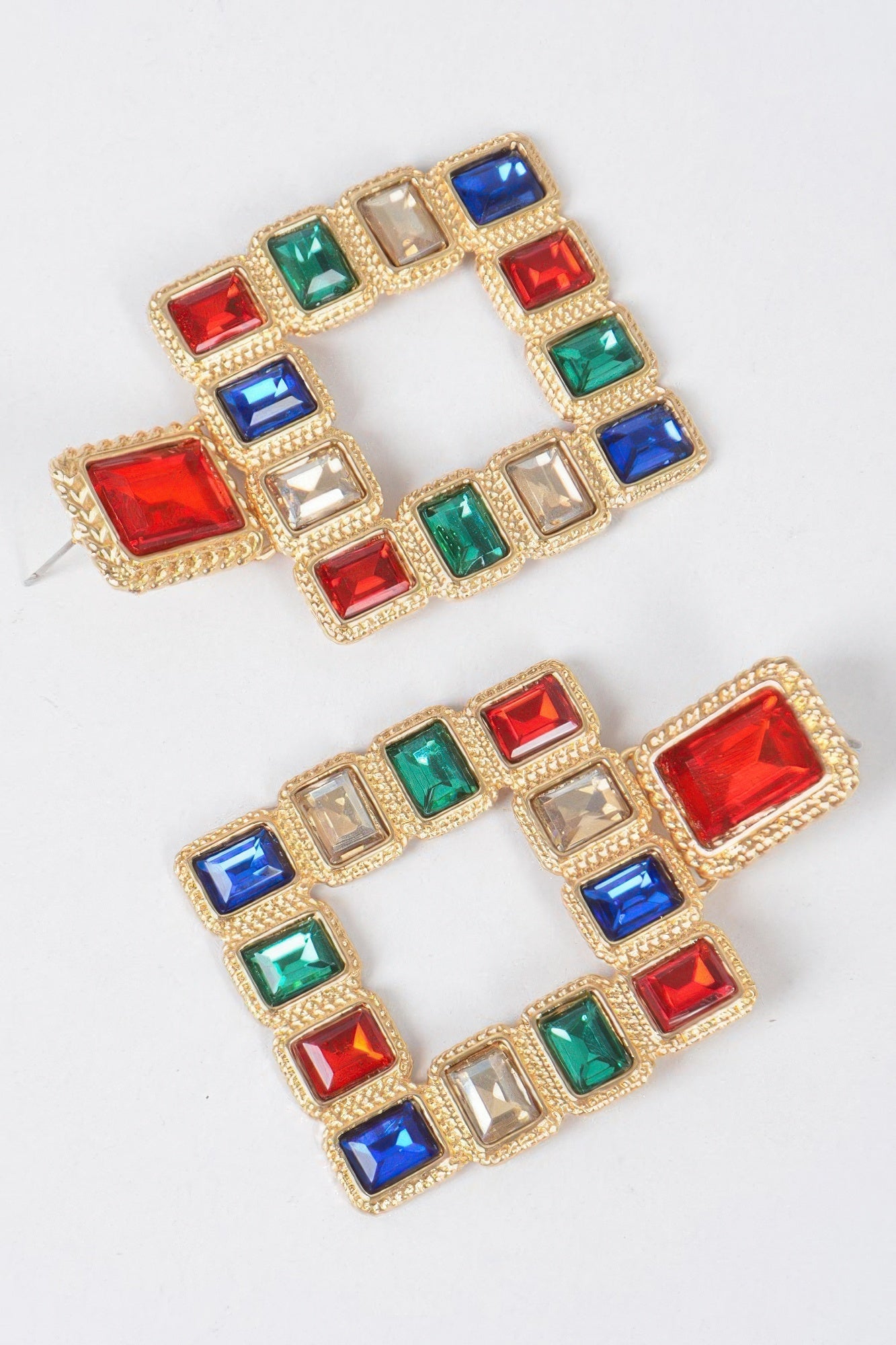 Multi Square Gemstone Earrings