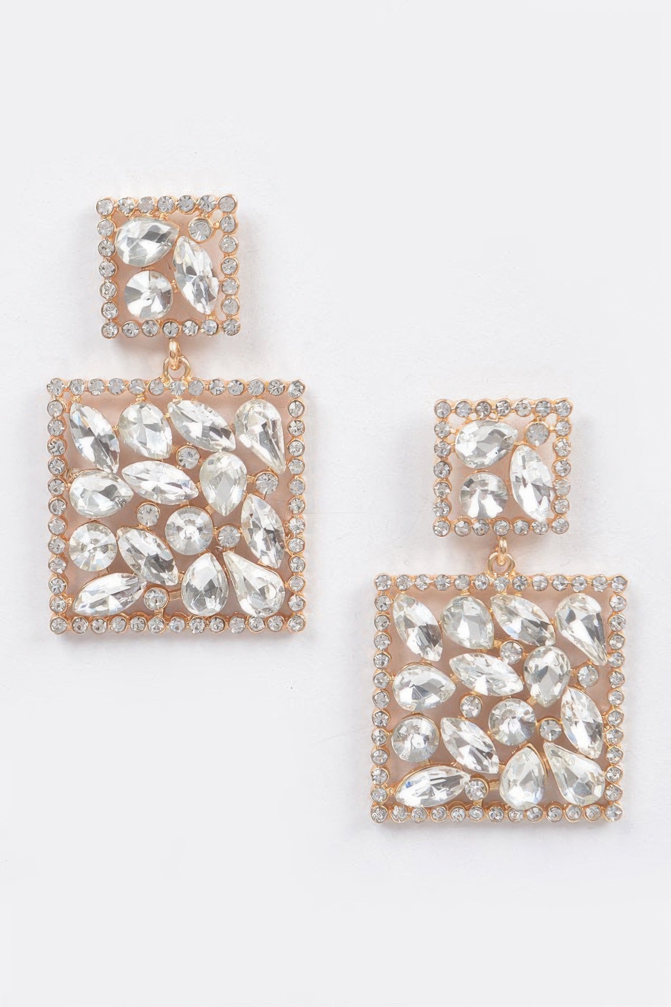 Square Dangle Rhinestone Earrings