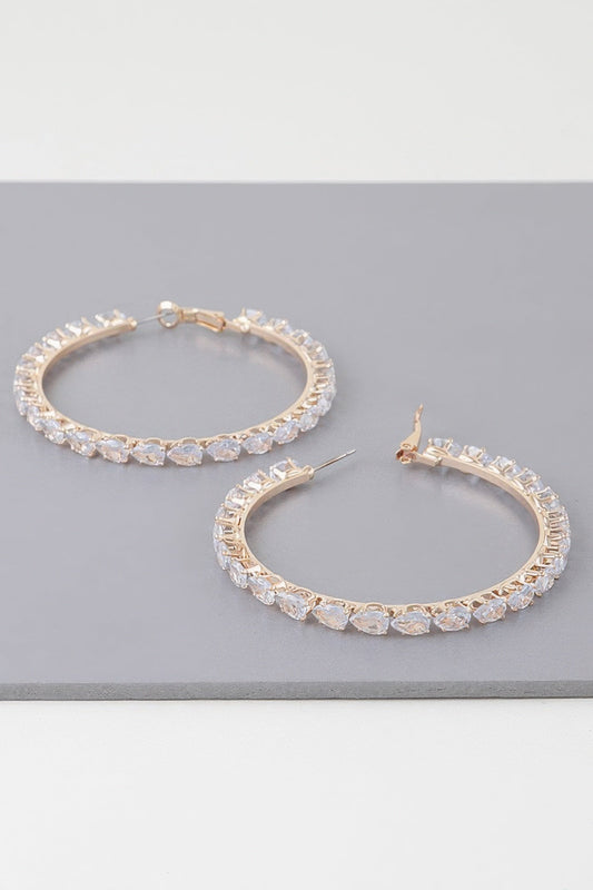 Teardrop Bejeweled Hoop Earrings