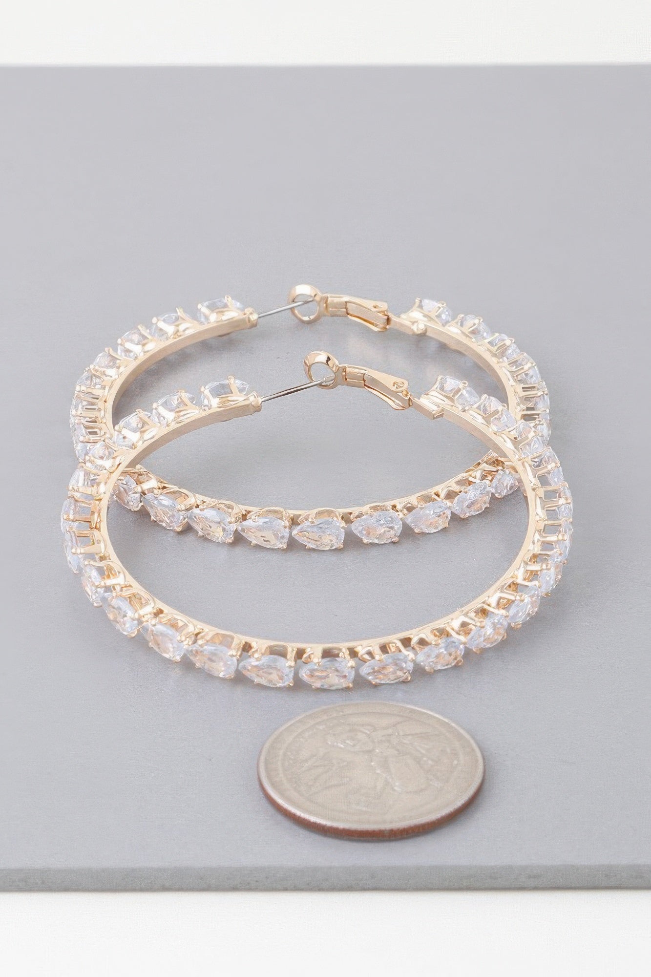 Teardrop Bejeweled Hoop Earrings