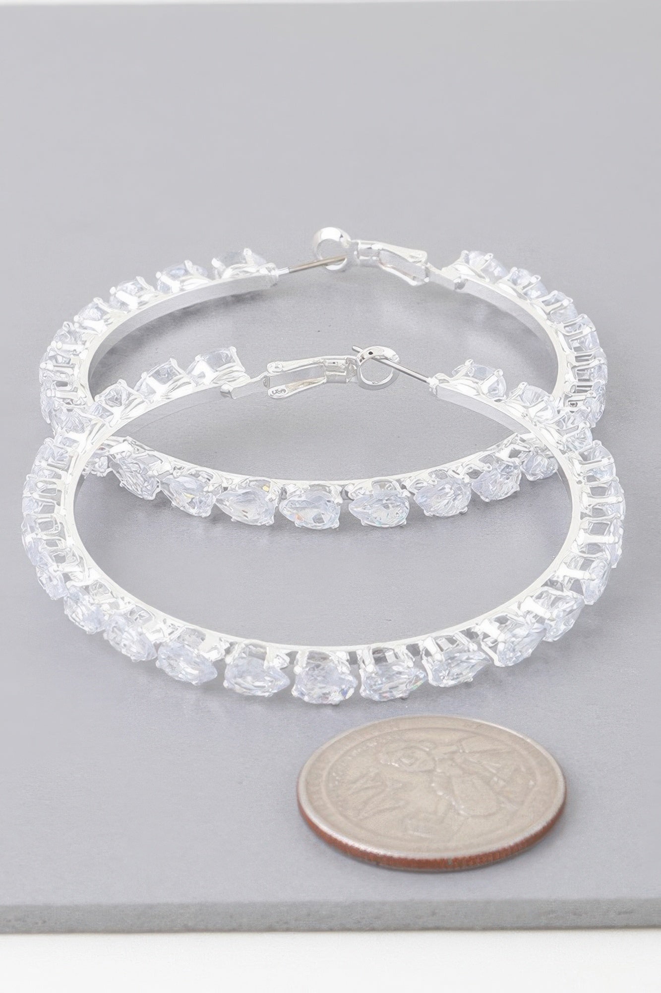 Teardrop Bejeweled Hoop Earrings